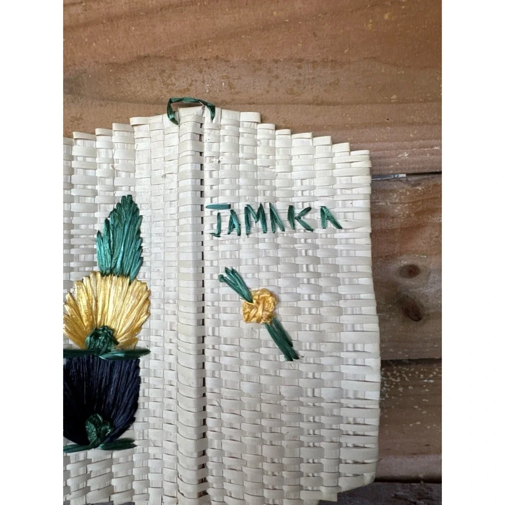 Old‎ Time Jamaican Hand Fan Souvenir Hand-made Straw Jamaican Decor